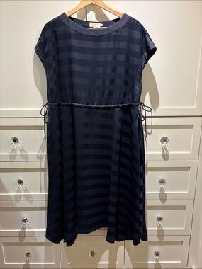 Ted Baker Elegant Navy Blue Striped Dress